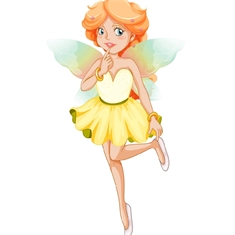 Yellow Dress Fairy with Rainbow Wings Cutout